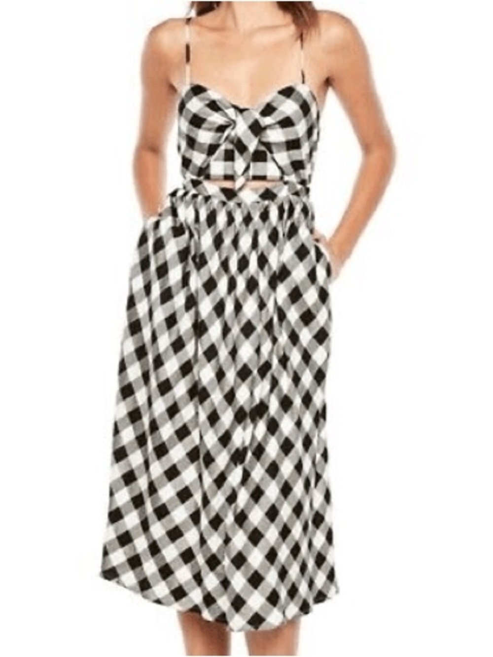 Bardot black and white gingham midi dress